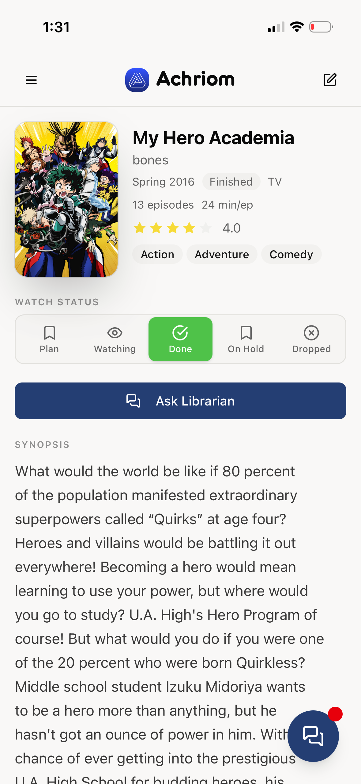 Anime detail: My Hero Academia