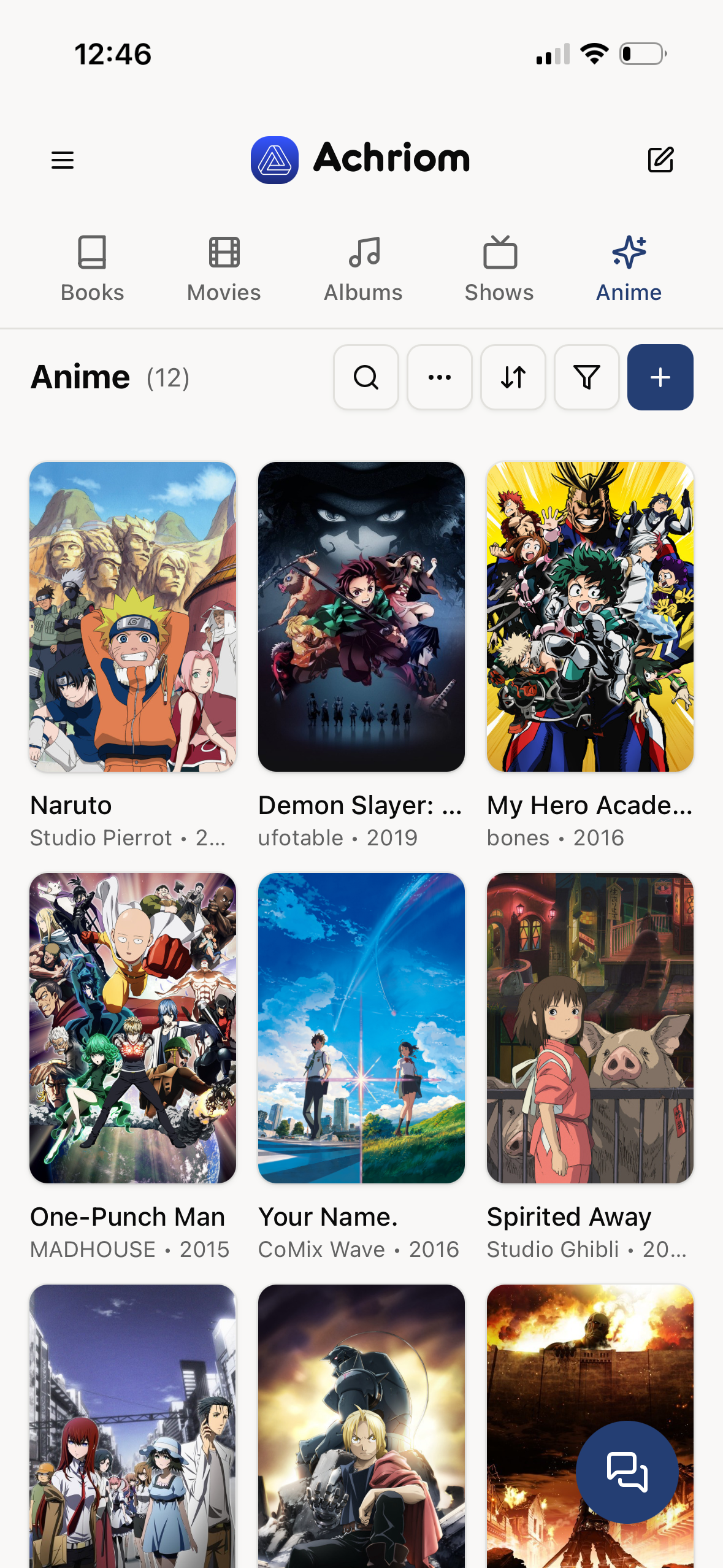 Achriom anime library
