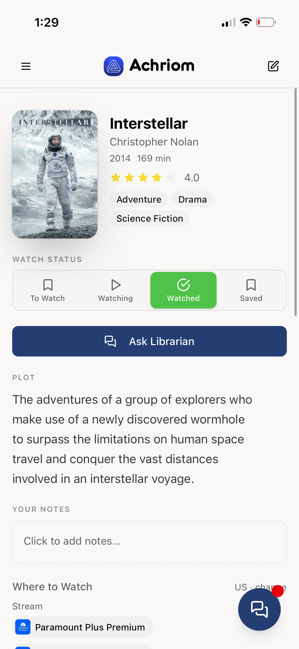 Movie detail: Interstellar